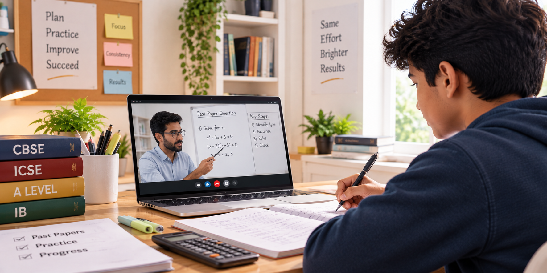 Student preparing for board and competitive exams with online academic guidance
